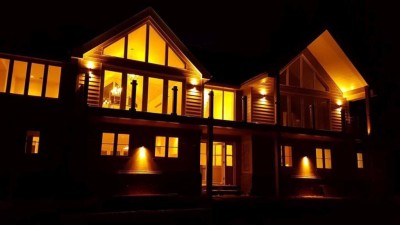 New build Bosham exterior at night